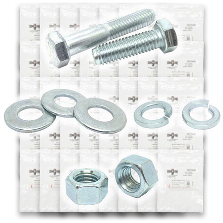 Boltsandnuts.Com Inch Grade 5 Hex Cap Screws, Hex Nuts, Flat & Lock Washers - 334 PCS Assortment Kit #174